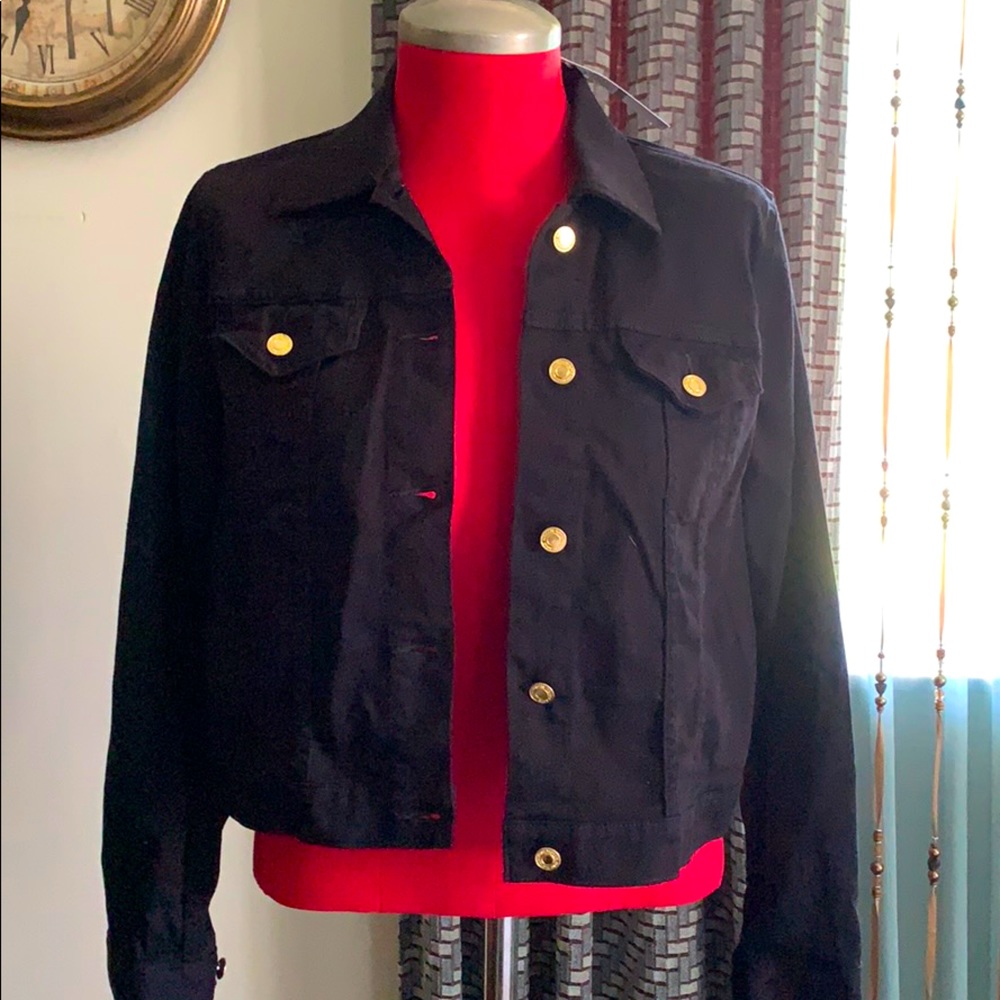 New Michael Kors black denim jacket L